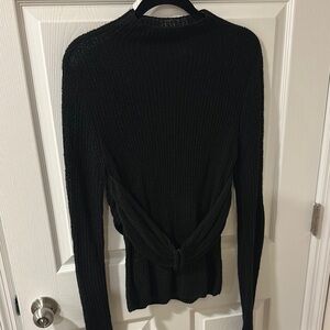 Black Knit Sweater with bandeau detail